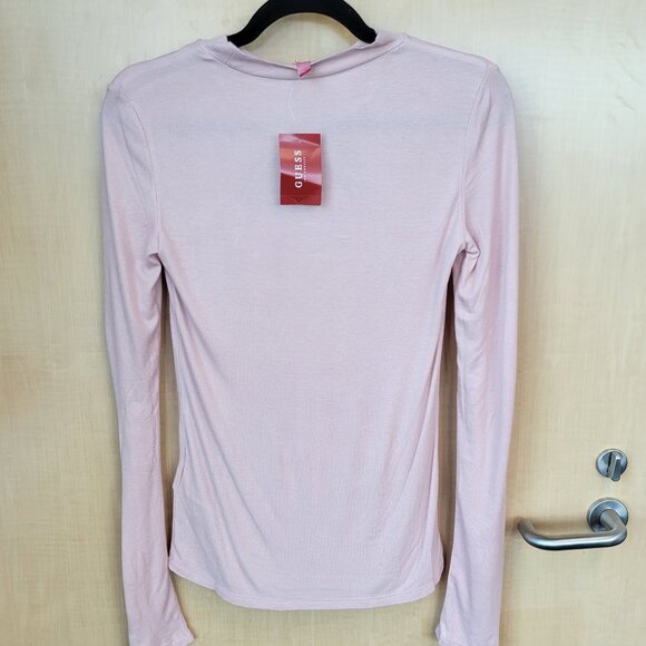 Guess Women's Long Sleeve Rib Cutout Sweater in Light Pink - Picture 6 of 11